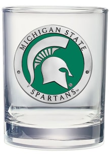 Green Michigan State Spartans Pewter Rock Glass