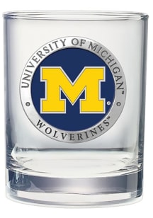 Yellow Michigan Wolverines Pewter Rocks Rock Glass