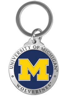 Navy Blue Michigan Wolverines Metal Keychain