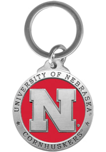 Red Nebraska Cornhuskers Metal Keychain