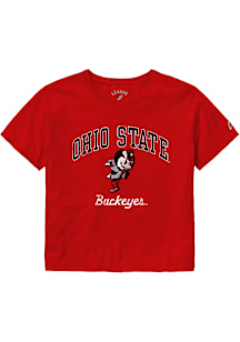 Ohio State Buckeyes Womens Red Clothesline Crop Short Sleeve T-Shirt