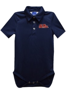 Vive La Fete Ole Miss Rebels Baby Navy Blue Team Short Sleeve One Piece Polo