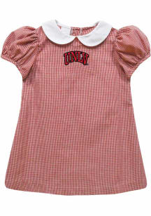 Vive La Fete UNLV Runnin Rebels Baby Girls Red Gingham Collar Short Sleeve Dress