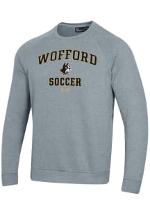 Under Armour Wofford Terriers Mens Grey Soccer Rival Long Sleeve Crew Sweatshirt