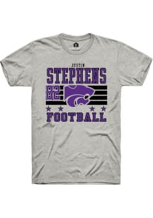 Justin Stephens Rally Mens Ash K-State Wildcats NIL Striped Player T Shirt