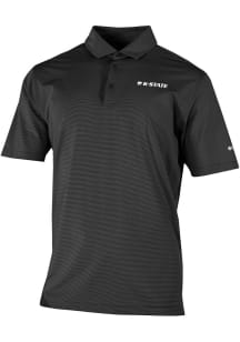 Mens K-State Wildcats Black Columbia Heat Seal Double Hit Short Sleeve Polo Shirt