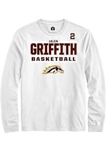 Jalen Griffith Western Michigan Broncos White NIL Stacked Box Long Sleeve Player T Shirt