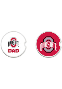 White Ohio State Buckeyes Dad Set of 2 Car Coaster