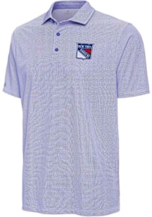 Antigua New York Rangers Mens Blue Pave Short Sleeve Polo