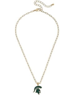 Enamel Logo Michigan State Spartans Womens Necklace - Green
