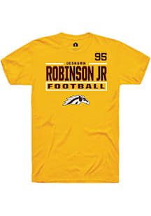 DeShawn Robinson Jr Western Michigan Broncos Gold Football NIL Stacked Box Short Sleeve Player T S..