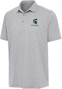 Antigua Michigan State Spartans Mens Grey Par 3 Football Short Sleeve Polo