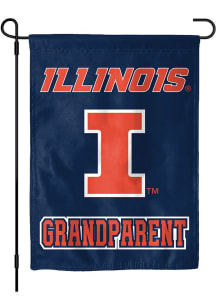 Navy Blue Illinois Fighting Illini Grandparent Garden Flag