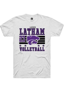Lauren Latham Rally Mens White K-State Wildcats NIL Striped Player T Shirt