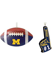 Michigan Wolverines Football Fan Set Ornament - Blue