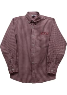 Vive La Fete Eastern Kentucky Colonels Youth Maroon Gingham Long Sleeve Polo