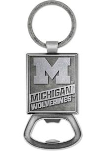 Michigan Wolverines Double Sided Pewter Bottle Opener Keychain - Grey