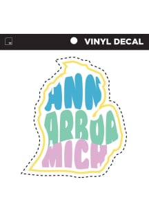 Ann Arbor Retro Mitten State Shape Stickers - Light Blue