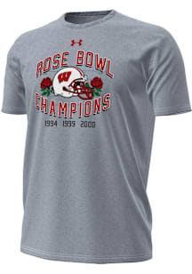 Under Armour Wisconsin Badgers Grey Helmet Rose Bowl Champs Short Sleeve T Shirt