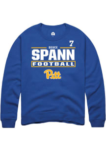 Deuce Spann Rally Mens Blue Pitt Panthers NIL Stacked Box Player Crew