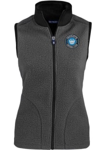 Cutter and Buck Charlotte FC Womens Graphite Cascade Sherpa Vest