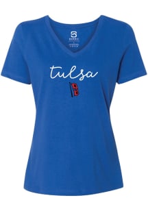 Tulsa Golden Hurricane Blue Summit Sportswear Rhinestone Script Short Sleeve T-Shirt