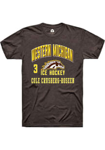 Cole Crusberg-Roseen Rally Mens Brown Western Michigan Broncos NIL Arch Logo Player T Shirt