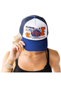 Gameday Social Illinois Fighting Illini White Layered Patch Trucker Womens Adjustable Hat