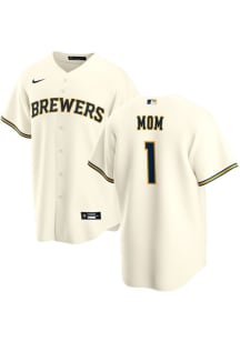 Milwaukee Brewers Mens Nike Replica Home Number 1 Mom Jersey - White