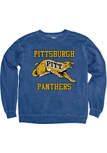 Blue 84 Pitt Panthers Mens Blue Garment Dyed Long Sleeve Fashion Sweatshirt