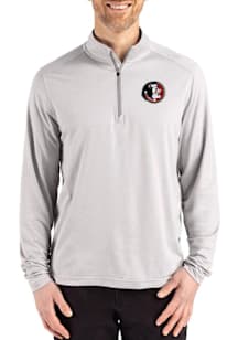 Cutter and Buck Florida State Seminoles Mens Ash Vault Coastline Long Sleeve Qtr Zip Pullover