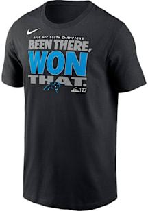 Nike Carolina Panthers Black Division Champion 2025 Super Helmet Short Sleeve T Shirt