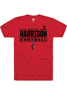 Christian Harrison Rally Mens Red Cincinnati Bearcats NIL Stacked Box Player T Shirt