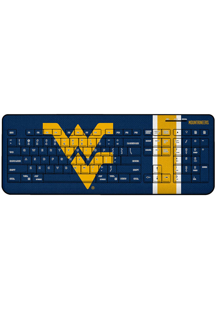 West Virginia Mountaineers Stripe Wireless USB Keyboard Computer Accessory