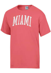 ComfortWash Miami Hurricanes Pink Arch Garment Dyed Short Sleeve T Shirt