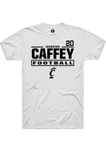 Jakorion Caffey Rally Mens White Cincinnati Bearcats NIL Stacked Box Player T Shirt