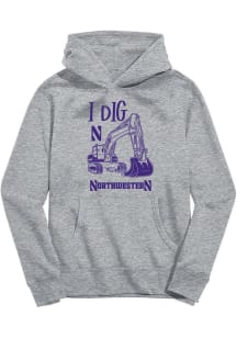 Toddler Northwestern Wildcats Grey Vive La Fete Excavator Long Sleeve Hooded Sweatshirt