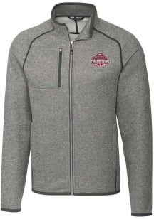 Mens Ohio State Buckeyes Grey Cutter and Buck 2024 Football National Champion Mainsail Qtr Zip P..