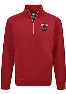 Indiana Hoosiers Mens Crimson Hoosier the Bison Long Sleeve Qtr Zip Pullover