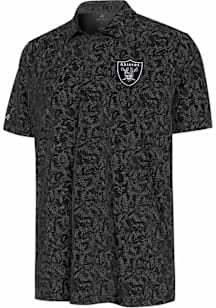 Antigua Las Vegas Raiders Mens Black Lush Short Sleeve Polo