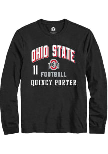 Quincy Porter Mens Black Ohio State Buckeyes NIL Arch Logo Long Sleeve Player T Shirt