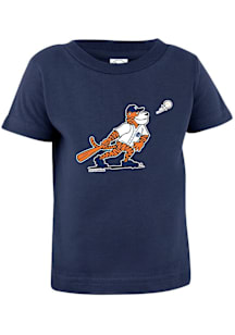 Paws Detroit Tigers Infant Mascot at Bat Short Sleeve T-Shirt Navy Blue