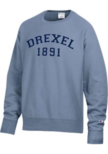 Mens Drexel Dragons Light Blue Champion Garment Dyed Reverse Weave Crew Sweatshirt