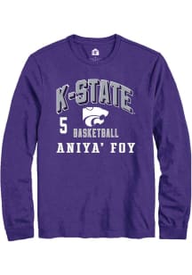 Aniya’ Foy Mens Purple K-State Wildcats NIL Arch Logo Long Sleeve Player T Shirt