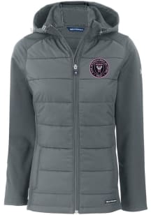 Cutter and Buck Inter Miami CF Womens Graphite Evoke Hood Heavy Weight Jacket