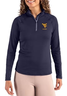 Cutter and Buck West Virginia Mountaineers Womens Navy Blue Alumni Coastline Qtr Zip