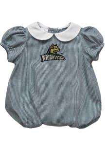 Vive La Fete Wright State Raiders Baby Green Gingham Collar Short Sleeve One Piece