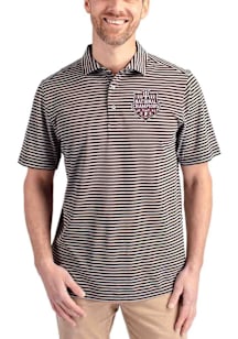 Cutter and Buck Indiana Hoosiers Mens Black 2025 CFP National Champions Virtue Eco Pique Stripe Sh..