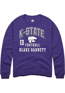 Blake Barnett Rally Mens Purple K-State Wildcats NIL Arch Logo Player Crew
