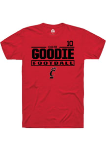 Caleb Goodie Rally Mens Red Cincinnati Bearcats NIL Stacked Box Player T Shirt